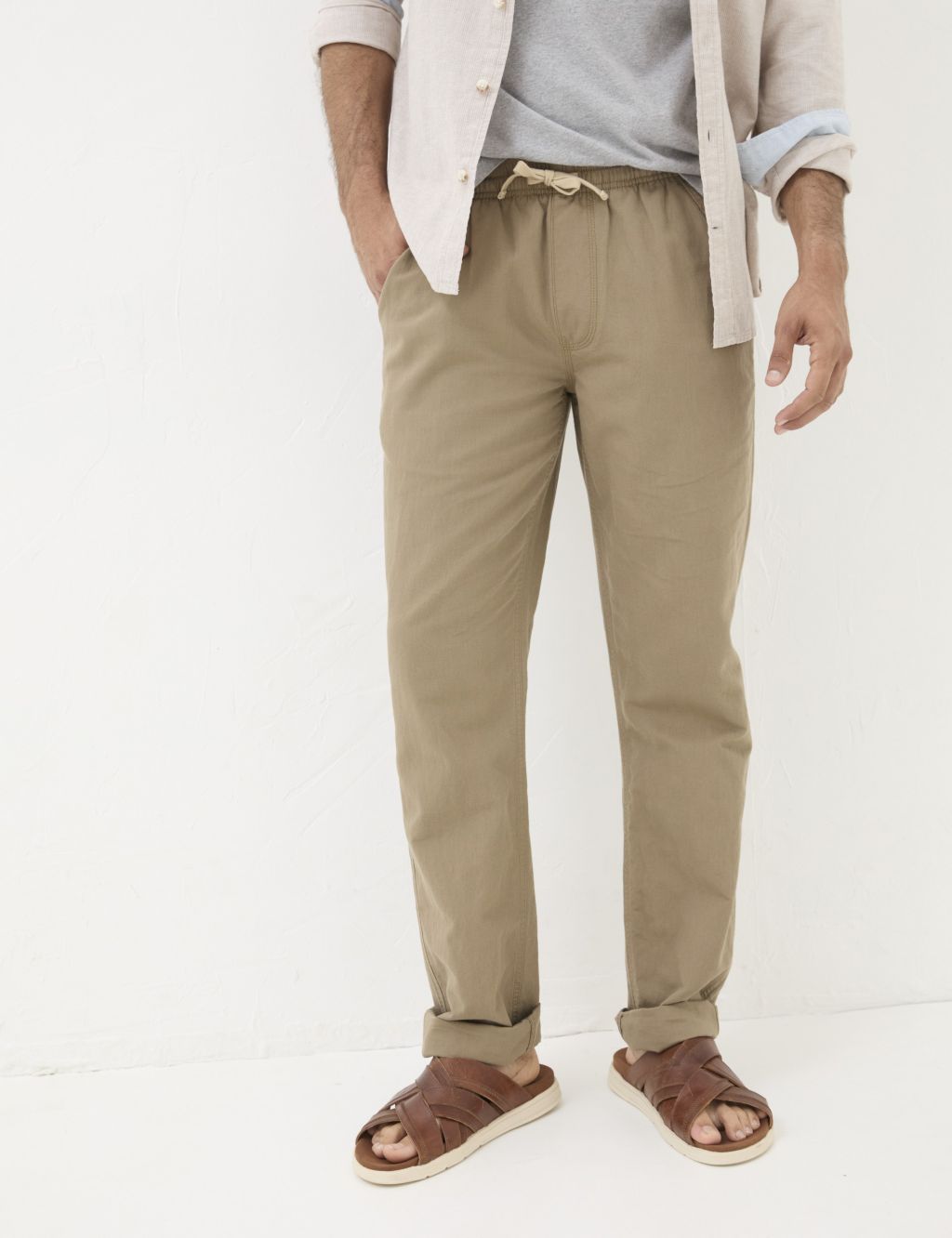 Straight Fit Linen Blend Trousers 2 of 5