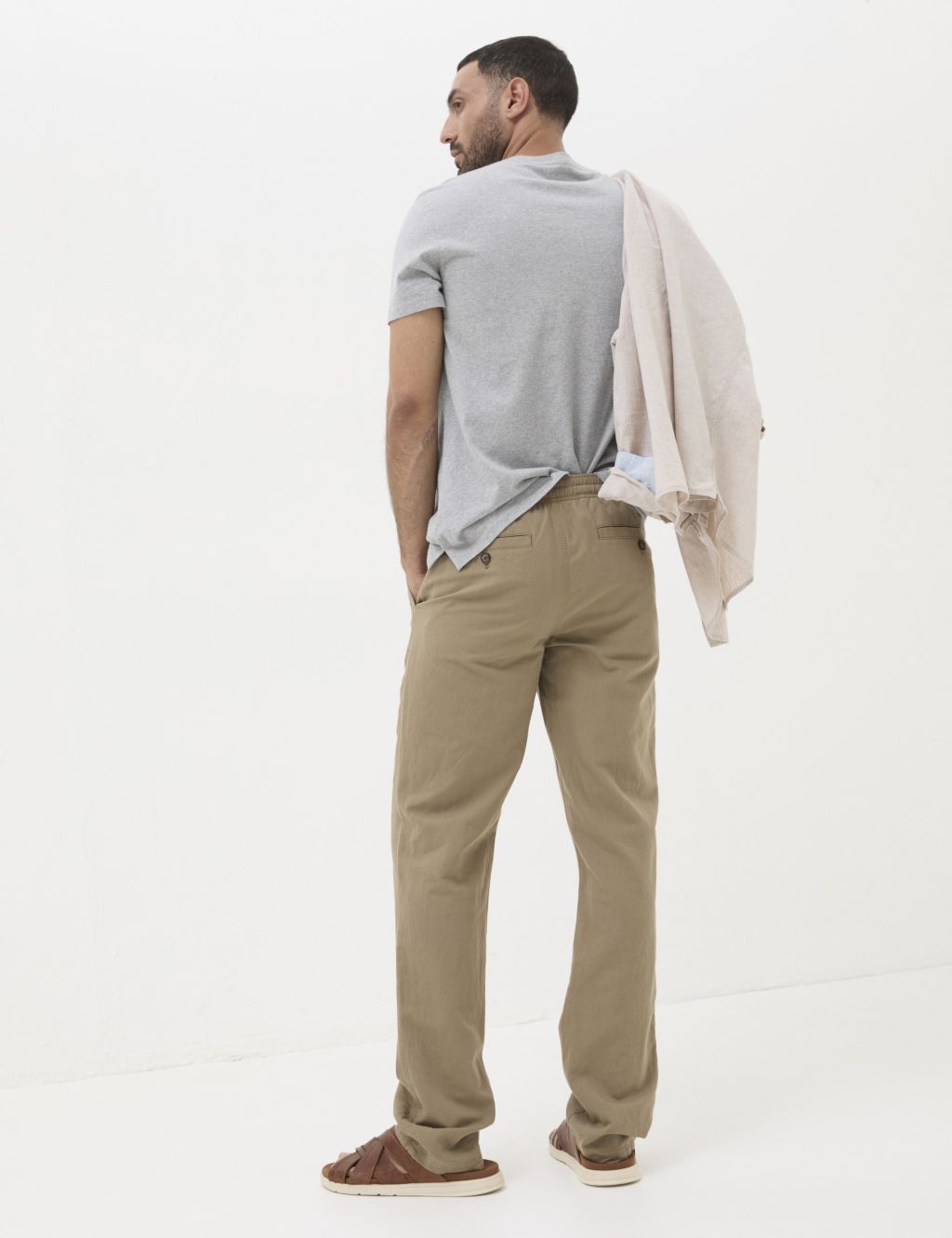Straight Fit Linen Blend Trousers 4 of 5