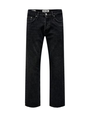 Straight Fit Pure Cotton 5 Pocket Jeans Image 2 of 7