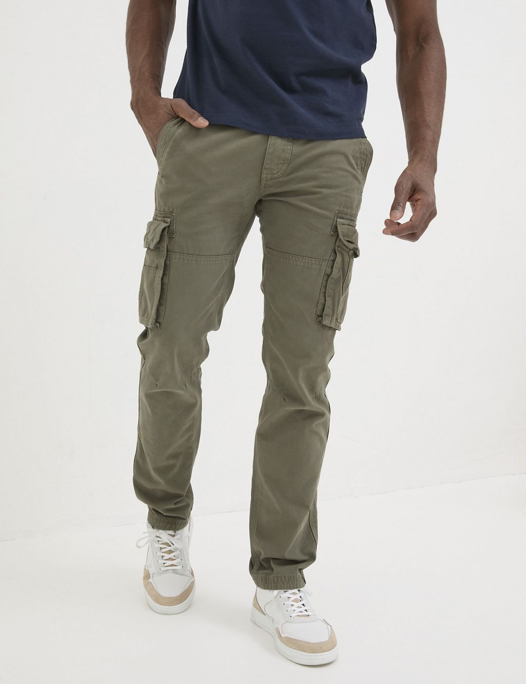 Straight Fit Pure Cotton Cargo Trousers 2 of 5
