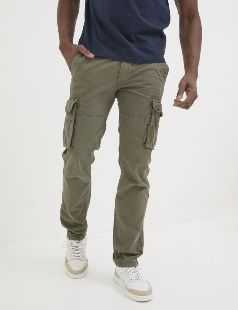 Straight Fit Pure Cotton Cargo Trousers 3 of 5