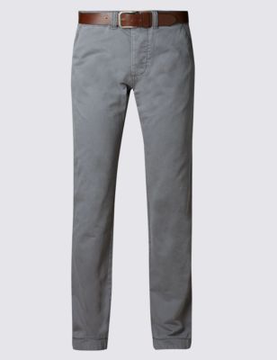Straight Fit Pure Cotton Chinos Image 2 of 3