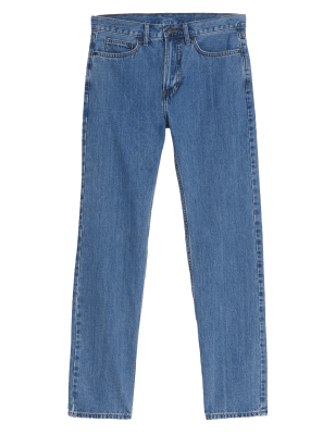 Straight Fit Pure Cotton Jeans Image 2 of 3