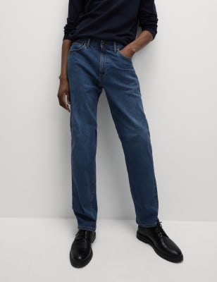 men's straight fit stretch jeans