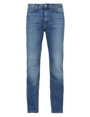 M&S Straight Fit Denim Jeans In Bright Blue Men's Size W38 L31 Eighty Four