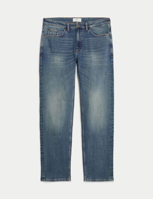 Straight Fit Vintage Wash Stretch Jeans Image 2 of 6