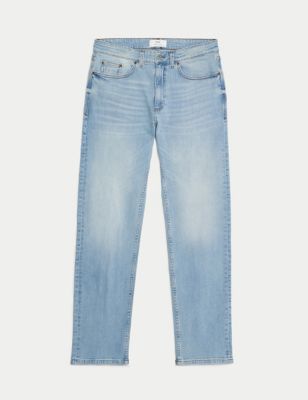 Straight Fit Vintage Wash Stretch Jeans Image 2 of 5