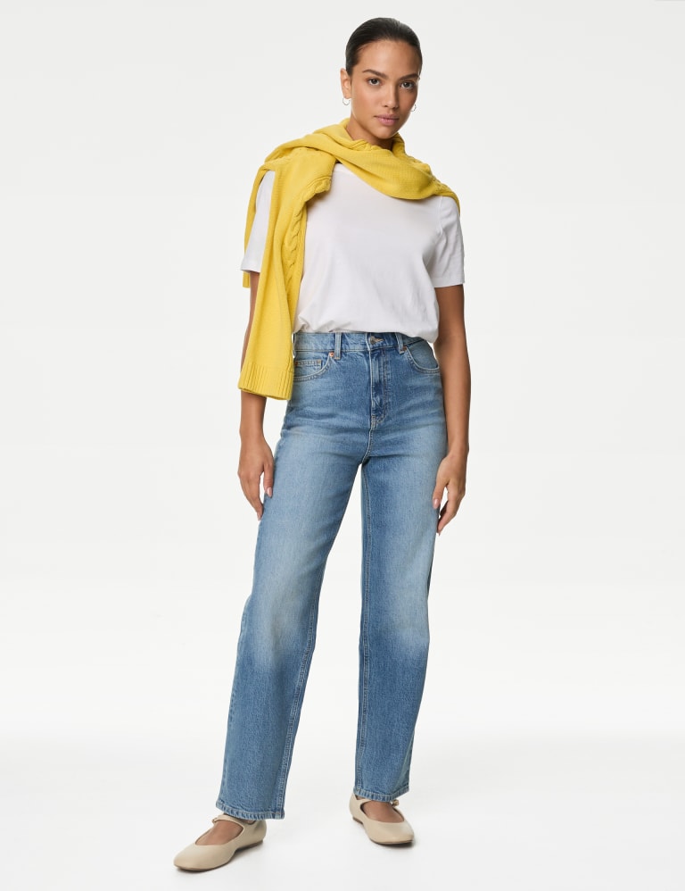 High Waisted Carrot Leg Ankle Grazer Jeans