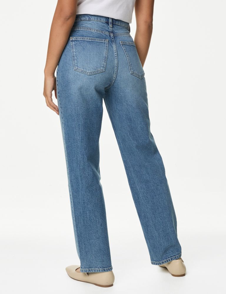 M&S Boyfriend Jeans Ankle Grazer Side High Denim Trousers Pants 6