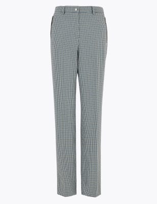 Ladies straight clearance leg check trousers