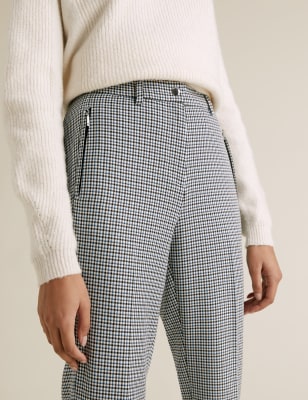 Straight leg shop check trousers