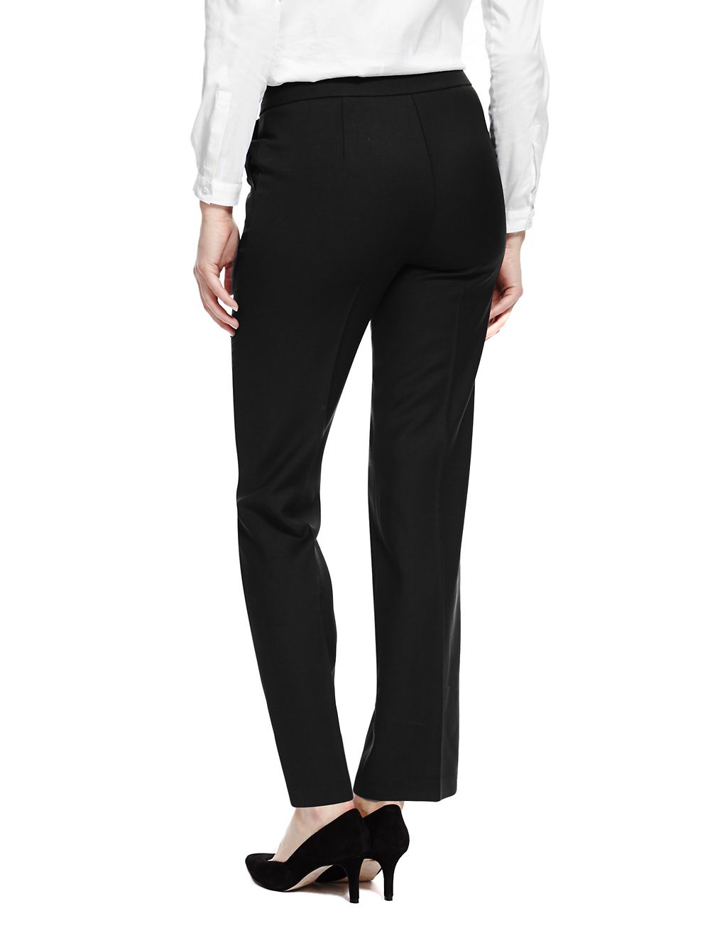 Straight Leg Flat Front Trousers with New Wool 2 of 4
