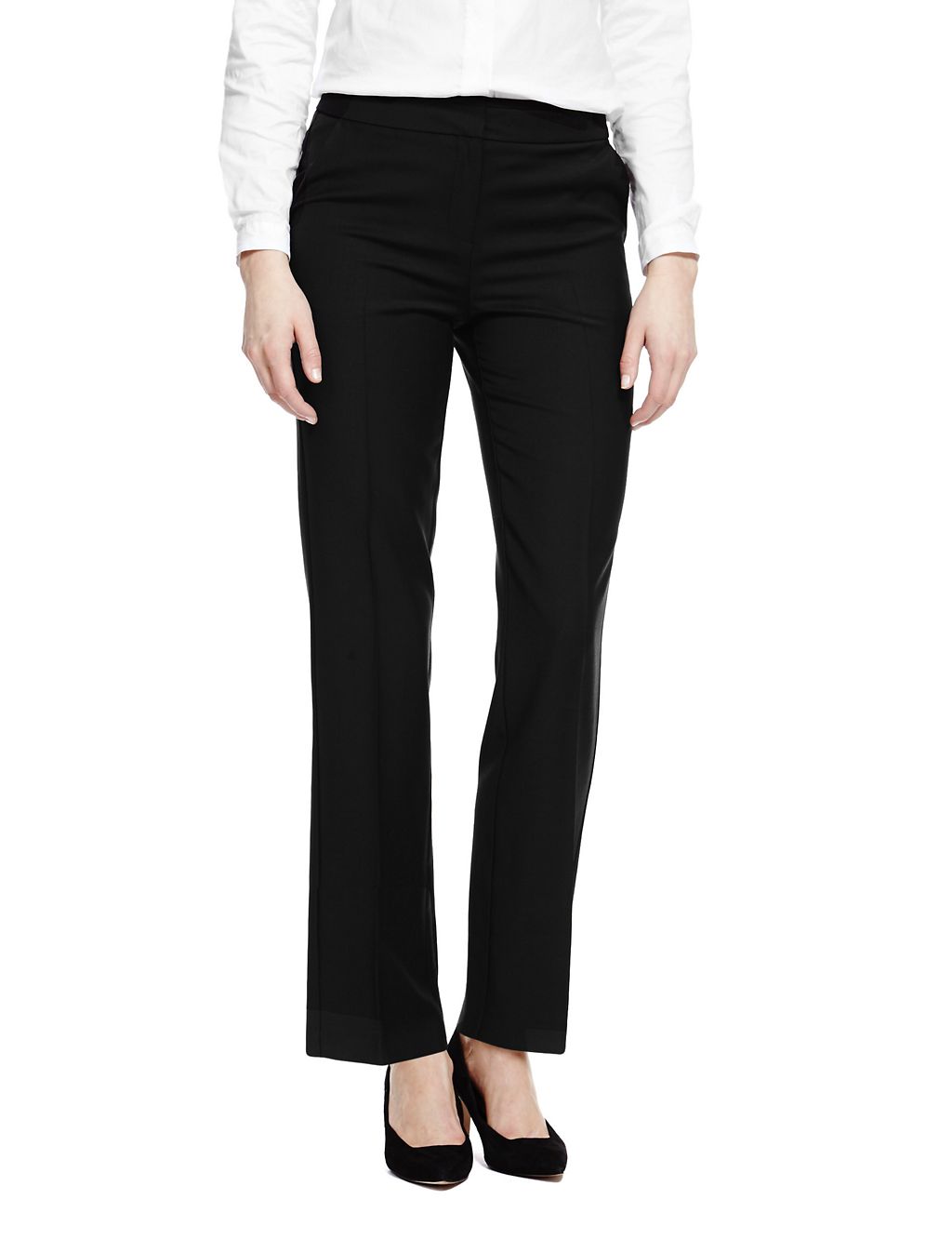 Straight Leg Flat Front Trousers with New Wool 4 of 4