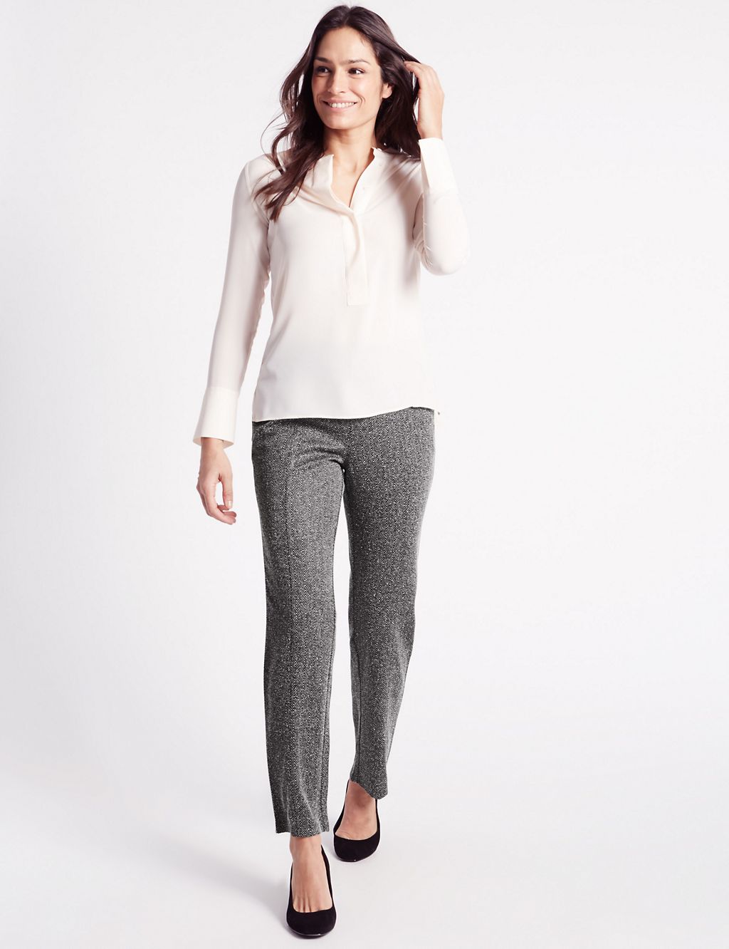 Straight Leg Textured Ankle Trousers 3 of 6