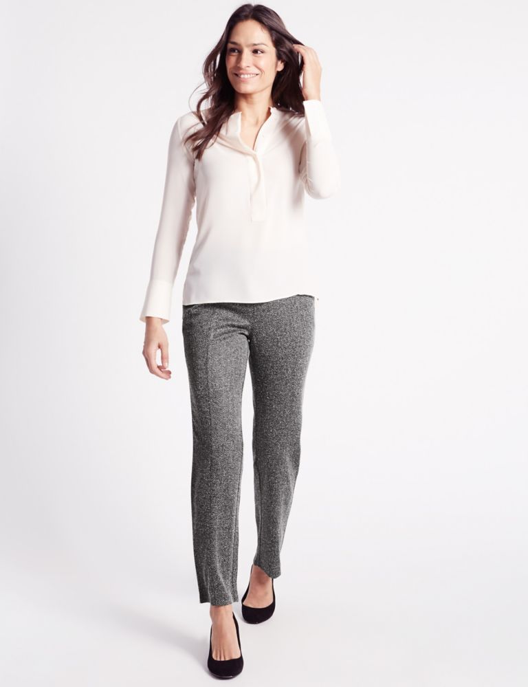 Straight Leg Textured Ankle Trousers 1 of 6