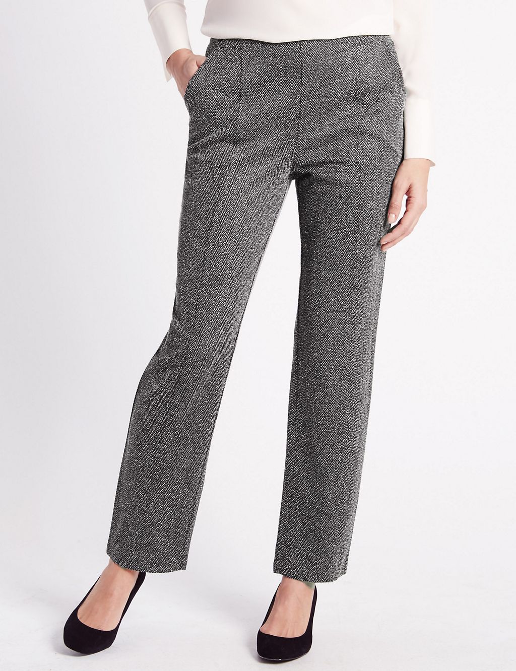 Straight Leg Textured Ankle Trousers 2 of 6