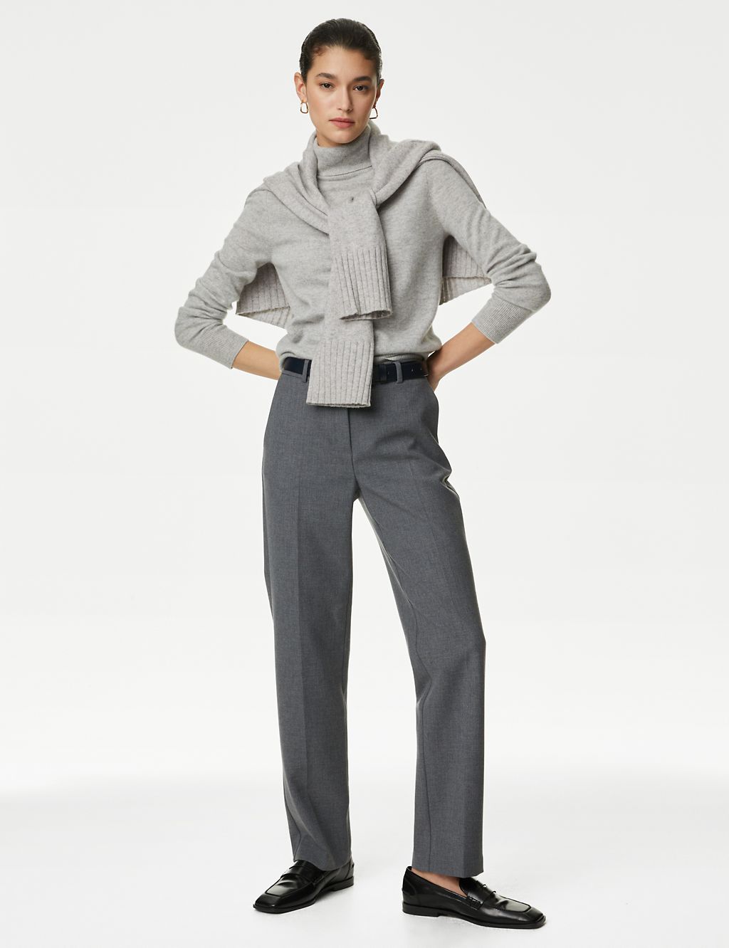 Straight Leg Trousers with Wool 2 of 6