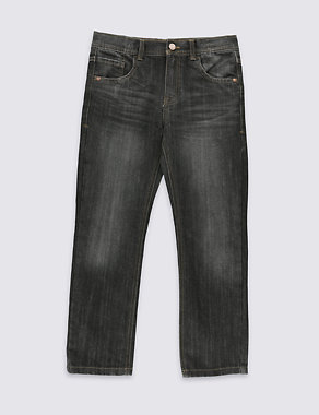Straight Leg Washed Denim Jeans (5-14 Years) Image 2 of 4