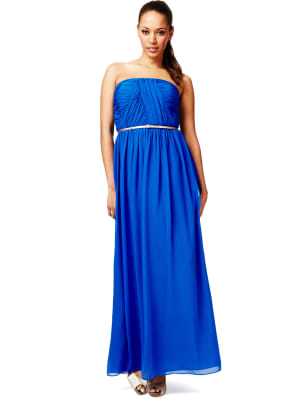 Simple Strapless Tie Back Maxi Dress - SPLASH