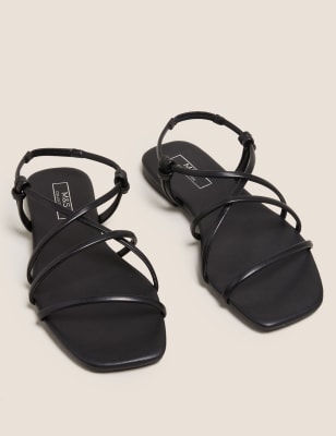 Flat black strappy discount sandals