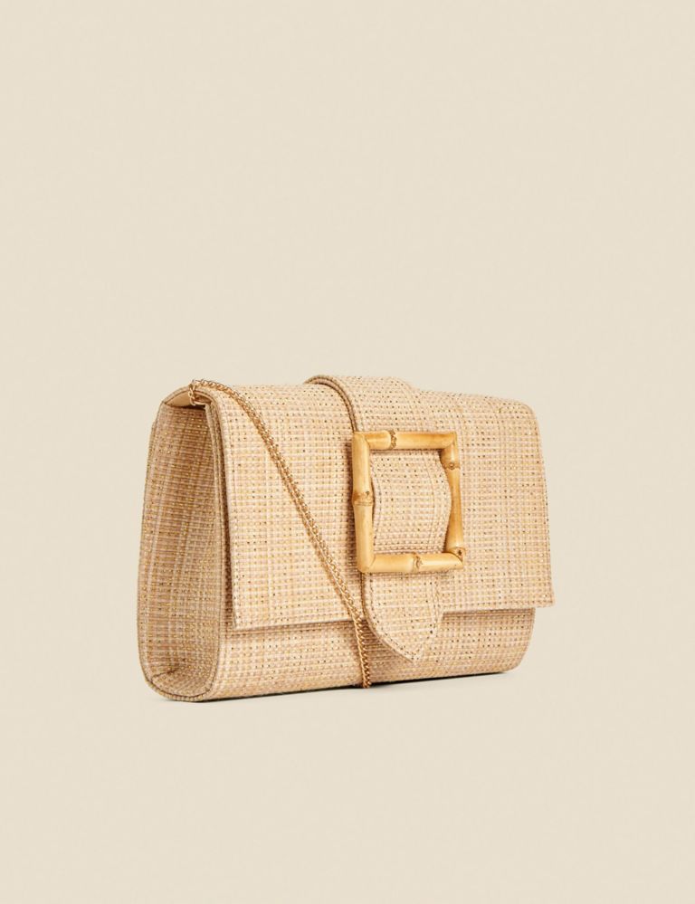 Straw Buckle Detail Chain Strap Clutch Bag 2 of 5