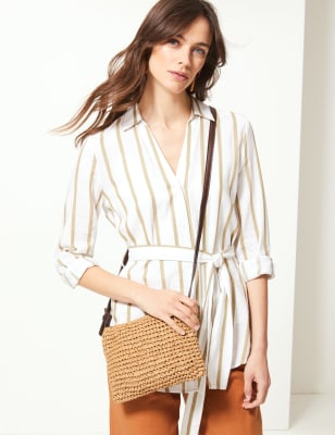 Straw Cross Body Bag, M&S Collection