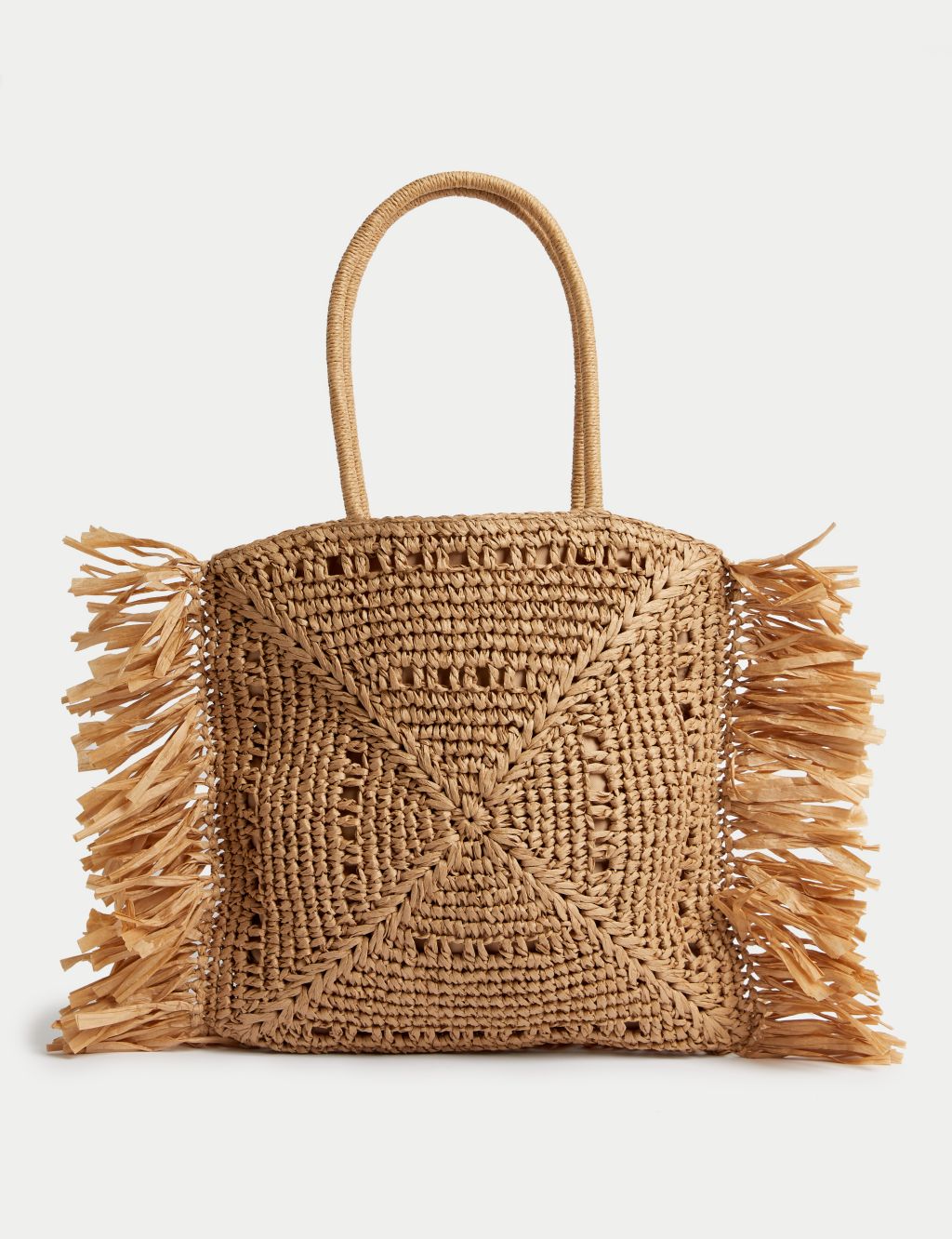 Straw Fringed Tote Shopper 1 of 4