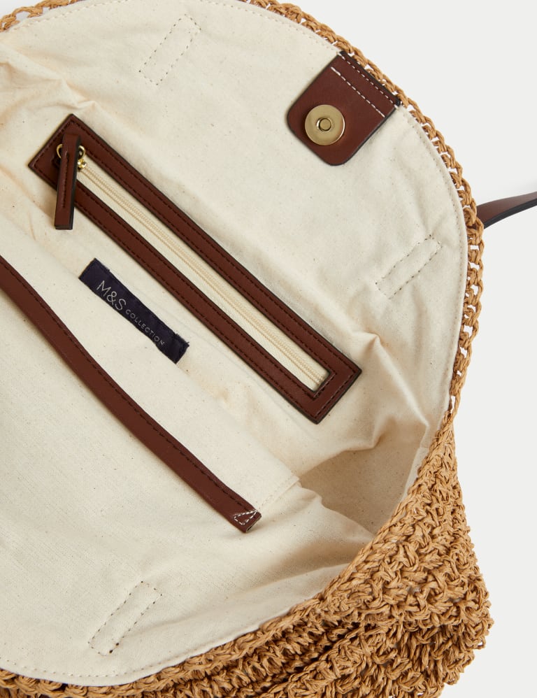 Straw Round Shoulder Bag M S Collection M S