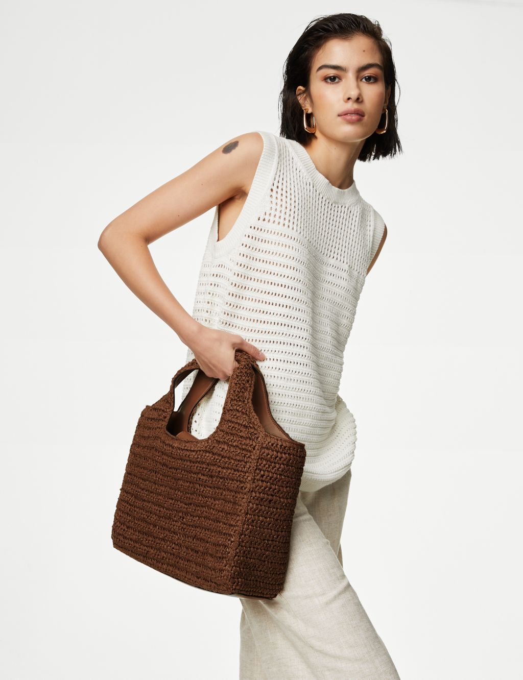 Straw Shoulder Bag | M&S Collection | M&S