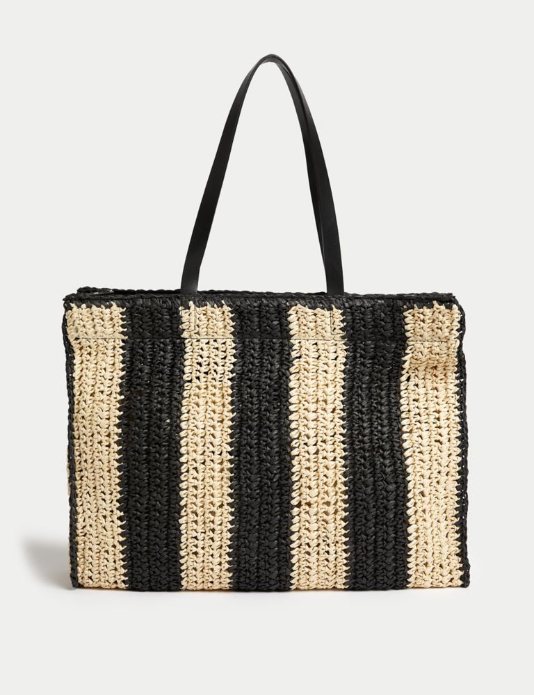 Straw Striped Tote Bag 2 of 5