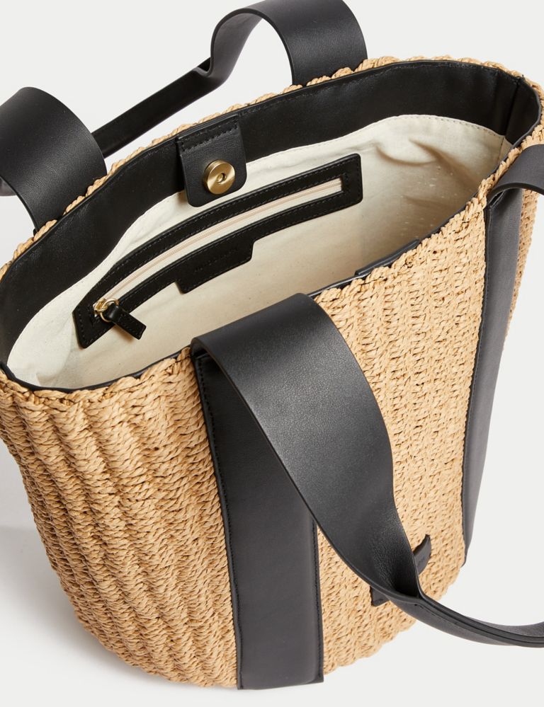 Straw Top Handle Tote Bag 5 of 5