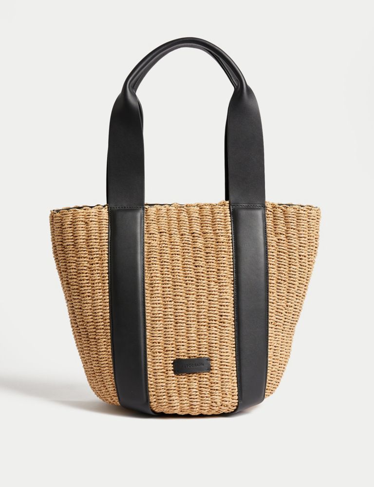 Straw Top Handle Tote Bag 2 of 5
