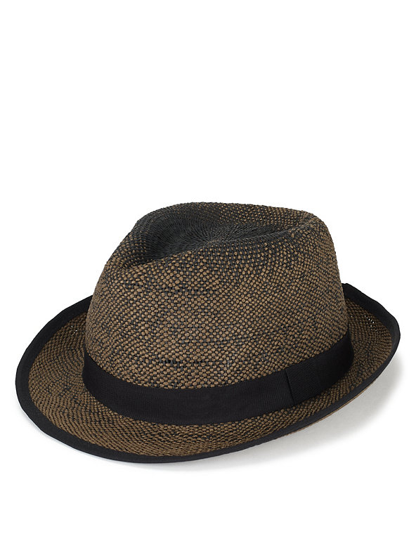 Straw Two Tone Trilby Hat Image 1 of 1