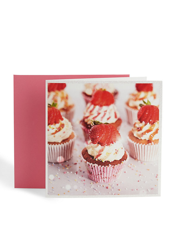Strawberry Cupcake Blank Card Image 1 of 2