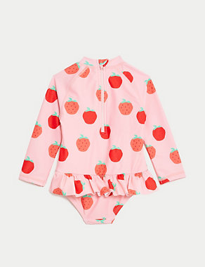 Strawberry Print Long Sleeve Swimsuit (0-3 Yrs) Image 2 of 3