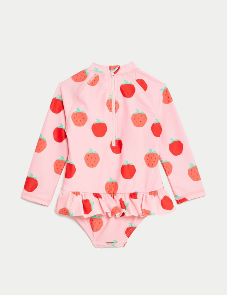 Strawberry Print Long Sleeve Swimsuit (0-3 Yrs) | M&S