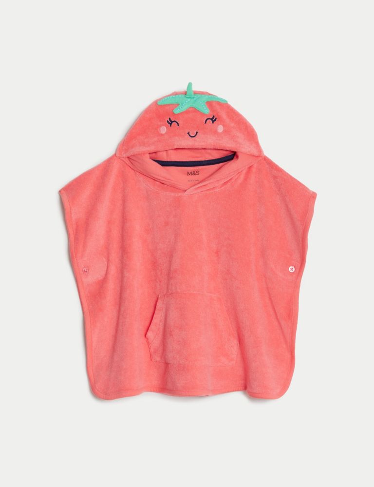 Strawberry Towelling Poncho (0-3 Yrs) 1 of 3