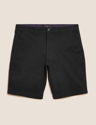 M&S Mens Cotton Stretch Chino shorts Black Grey Waist 36