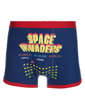 Stretch Cotton Space Invaders™ Trunks Image 2 of 4