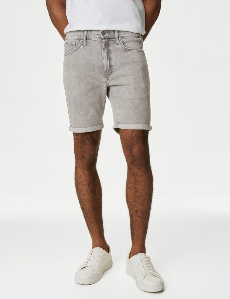 Everyday Stretch Shorts with a Comfortable Built-In Liner - Denim Style-  Grey