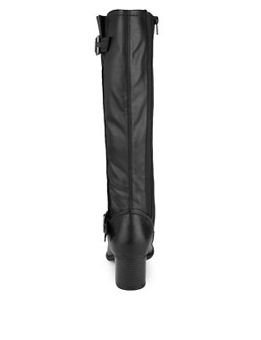 Stretch Zip Block Heel Strap Knee Boots with Insolia® Image 2 of 5