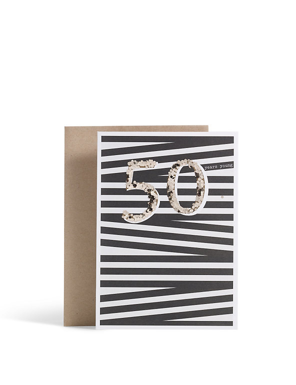 Stripe 50th Birthday Card Image 1 of 2