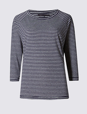 Striped 3/4 Sleeve Raglan T-Shirt Image 2 of 4