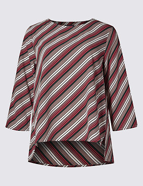 Striped 3/4 Sleeve Shell Top Image 2 of 4
