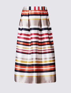 Striped A-Line Midi Skirt Image 2 of 5