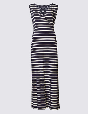 Striped Back Lace Maxi Dress Image 2 of 4