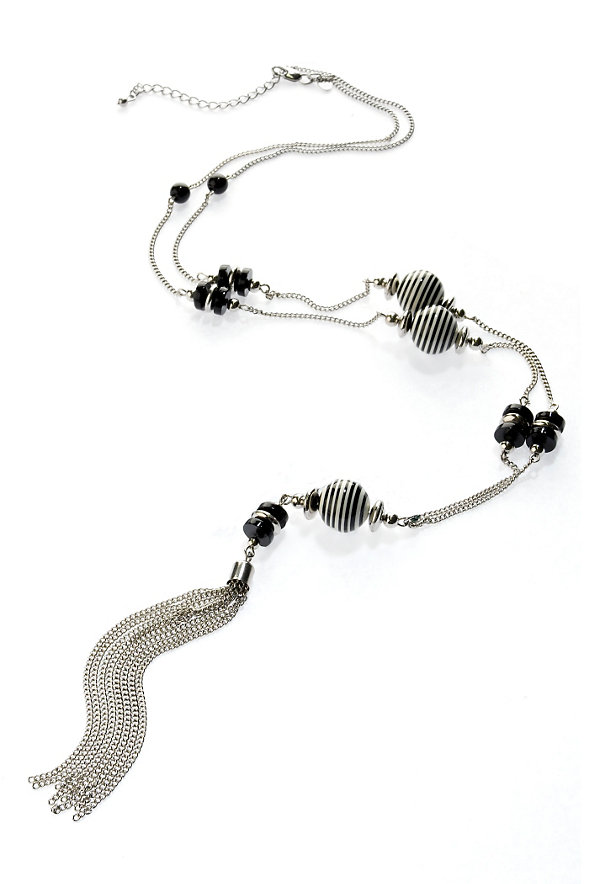 Striped Bauble Bead Tassel Necklace Image 1 of 1