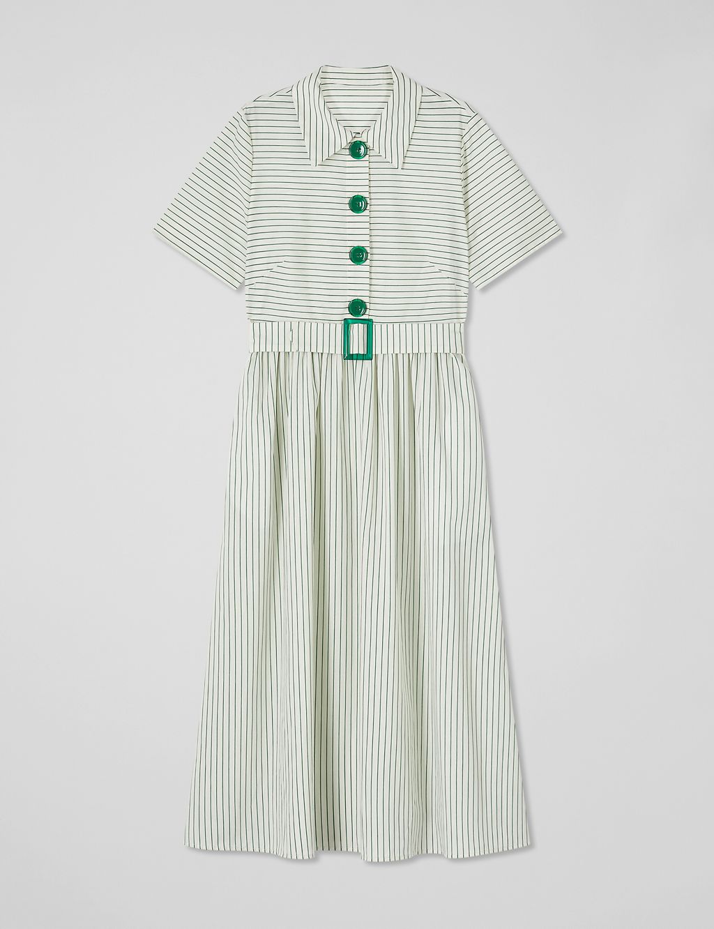 Striped Belted Midi Shirt Dress 1 of 4