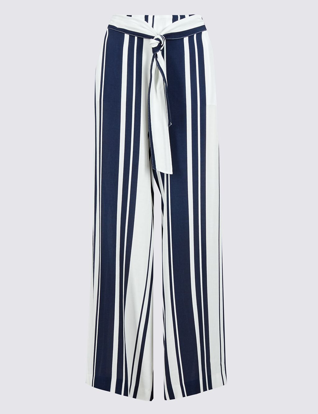 Striped Belted Palazzo Trousers 1 of 3