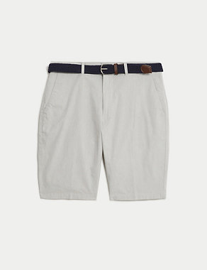 Striped Belted Stretch Chino Shorts Image 2 of 7